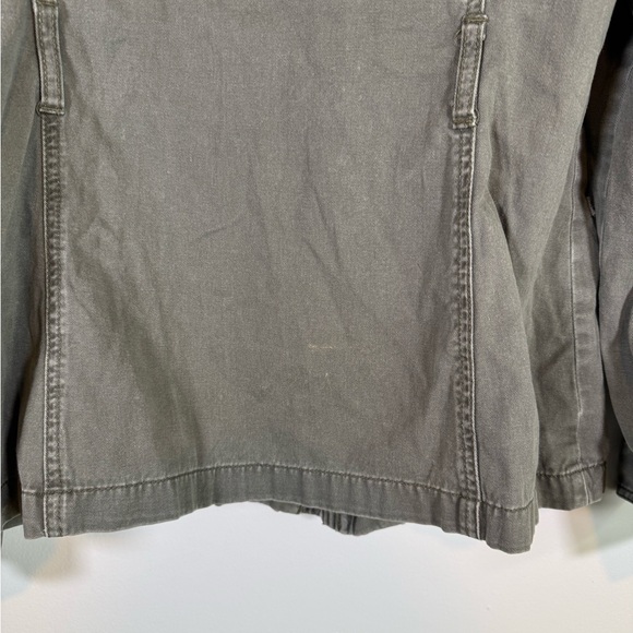 Olive Green Military Utility Jacket Cargo Pockets & Full Zip - Picture 5 of 7